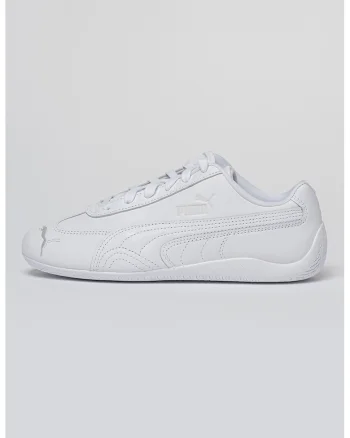 Pantofi sport din piele Speedcat Full cu imprimeu logo, Alb optic