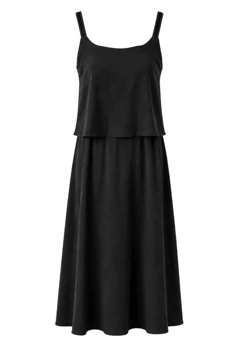 Rochie Maxi Femei,  Fara Maneci, Negru, 90% Modal, 10% Poliester