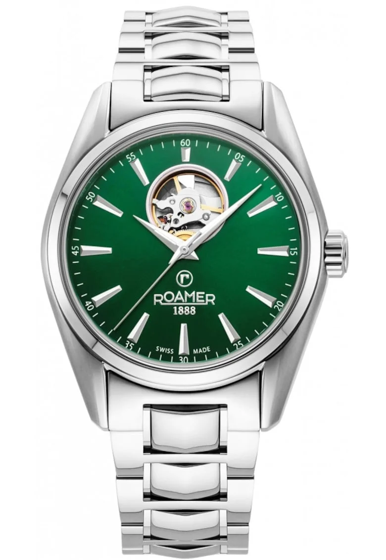 Ceas barbatesc  984985 41 75 20, clasic, cu inima deschisa, verde