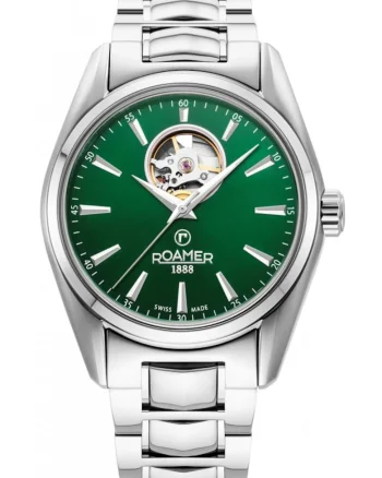 Ceas barbatesc  984985 41 75 20, clasic, cu inima deschisa, verde