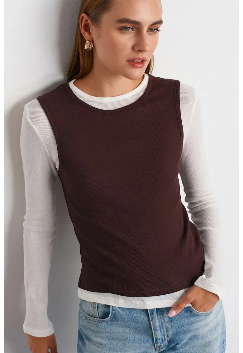 Bluza dama,  mulata, captusita, maro cafea, bumbac