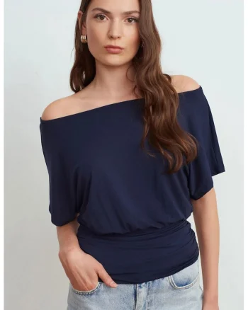 Bluza dama,  elegant, decupaj, albastru marin, amestec modal