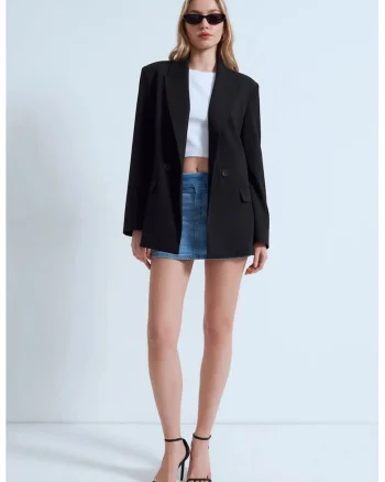 Sacou dama,  negru, cu buton, maneca lunga,