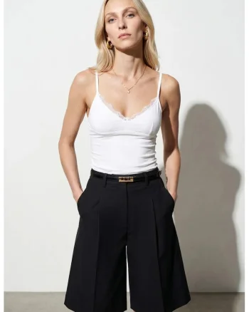 Bluza dama,  fara maneci, Alb, 95% tencel, casual