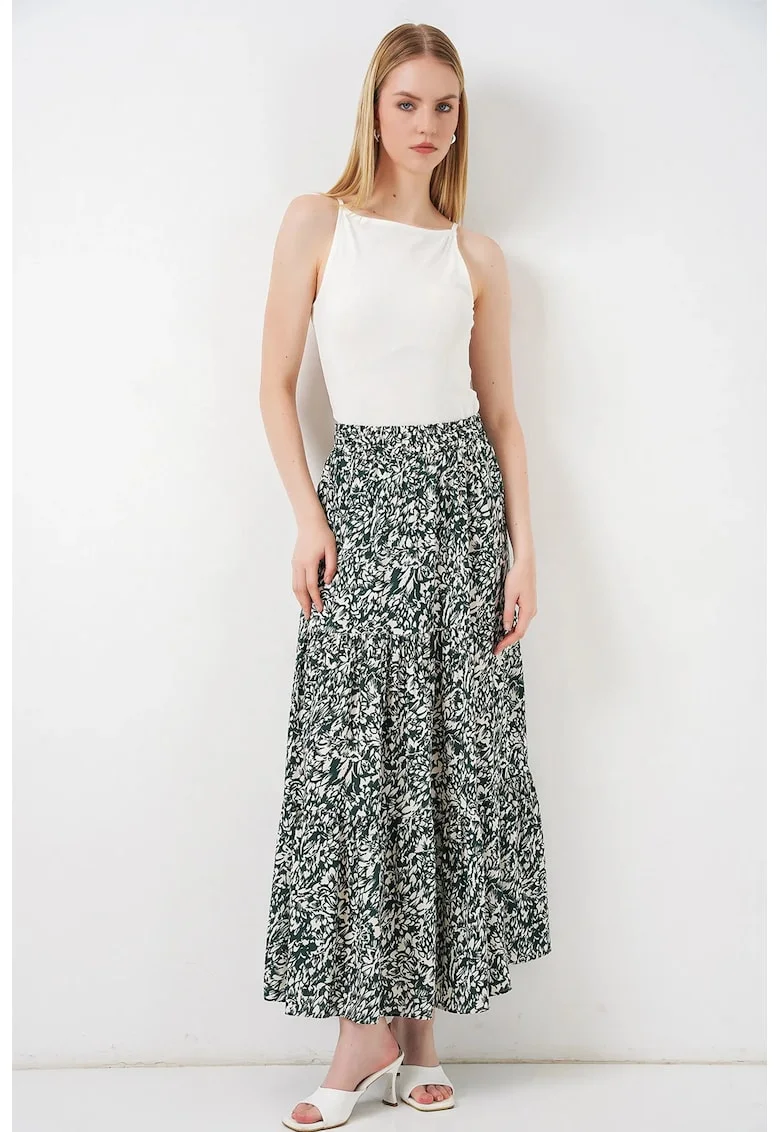 Fusta  Maxi, croiala relaxata, verde, 100% viscoza