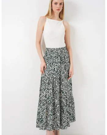 Fusta  Maxi, croiala relaxata, verde, 100% viscoza