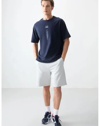 Tricou barbati,  croiala supradimensionata, bleumarin, 100% bumbac