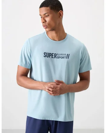 Tricou  imprimeu, albastru deschis, poliester