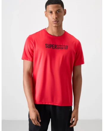 Tricou  imprimeu, rosu, poliester