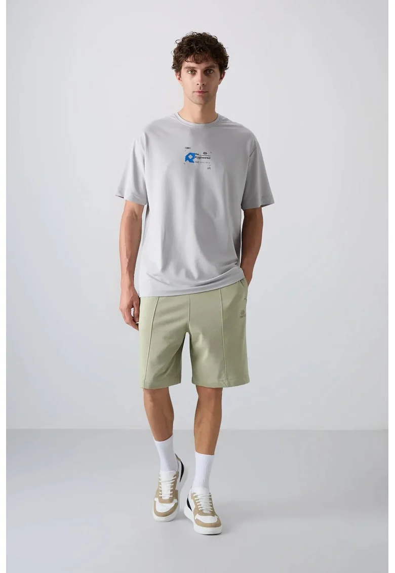 Pantaloni scurti, Barbati, Pantaloni scurti de trening tricotati TOMMY pentru barbati, Verde salvie,