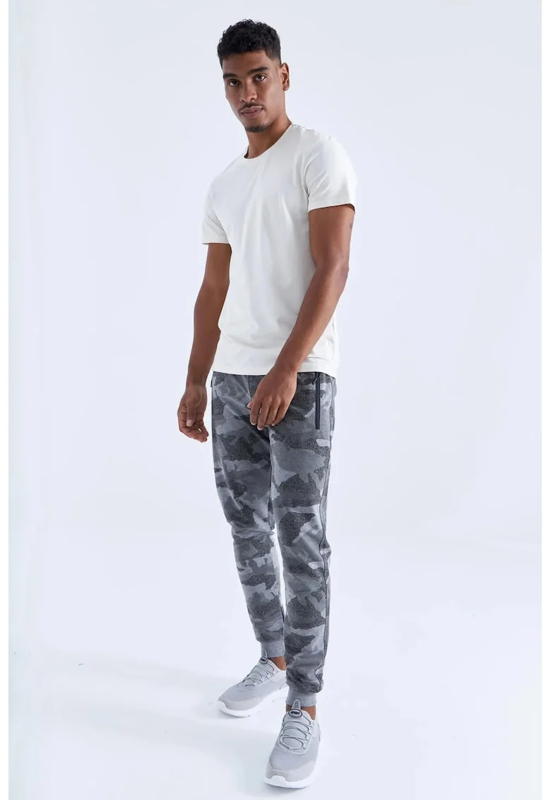 Pantaloni de trening, Barbati, Pantaloni de trening TOMMY pentru barbati, camuflaj, Gri,
