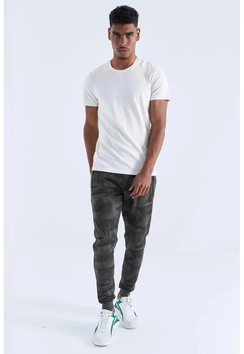 Pantaloni de trening, Barbati, Pantaloni de trening TOMMY pentru barbati, camuflaj, croiala Gri carbune, Camuflaj