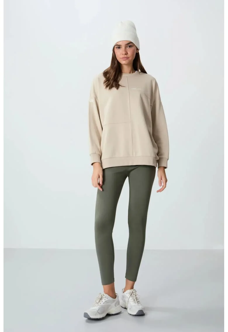 Hanorac  oversized, bej natural, bumbac 88%