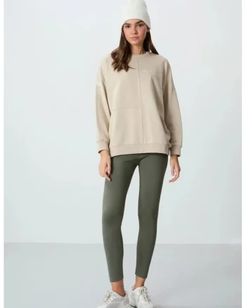 Hanorac  oversized, bej natural, bumbac 88%