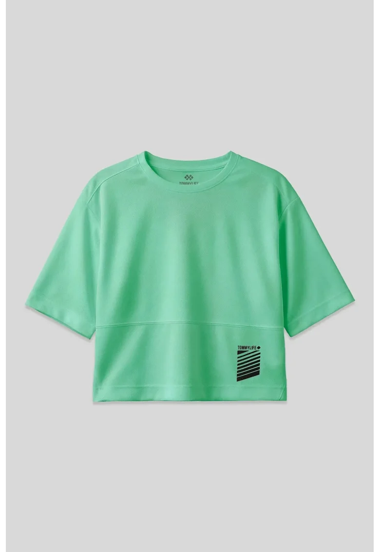Tricou dama  supradimensionat cu buzunar, poliester, Verde menta