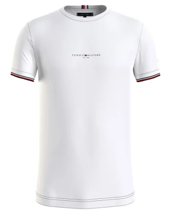 Tricou slim-fit din bumbac cu decolteu la baza gatului, Alb optic