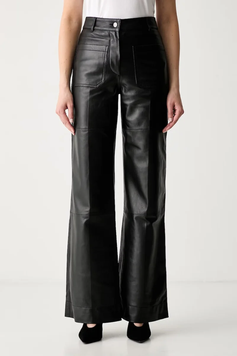 Victoria Beckham pantaloni pentru femei din piele Alina