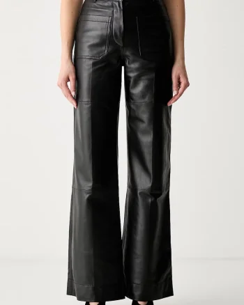 Victoria Beckham pantaloni pentru femei din piele Alina