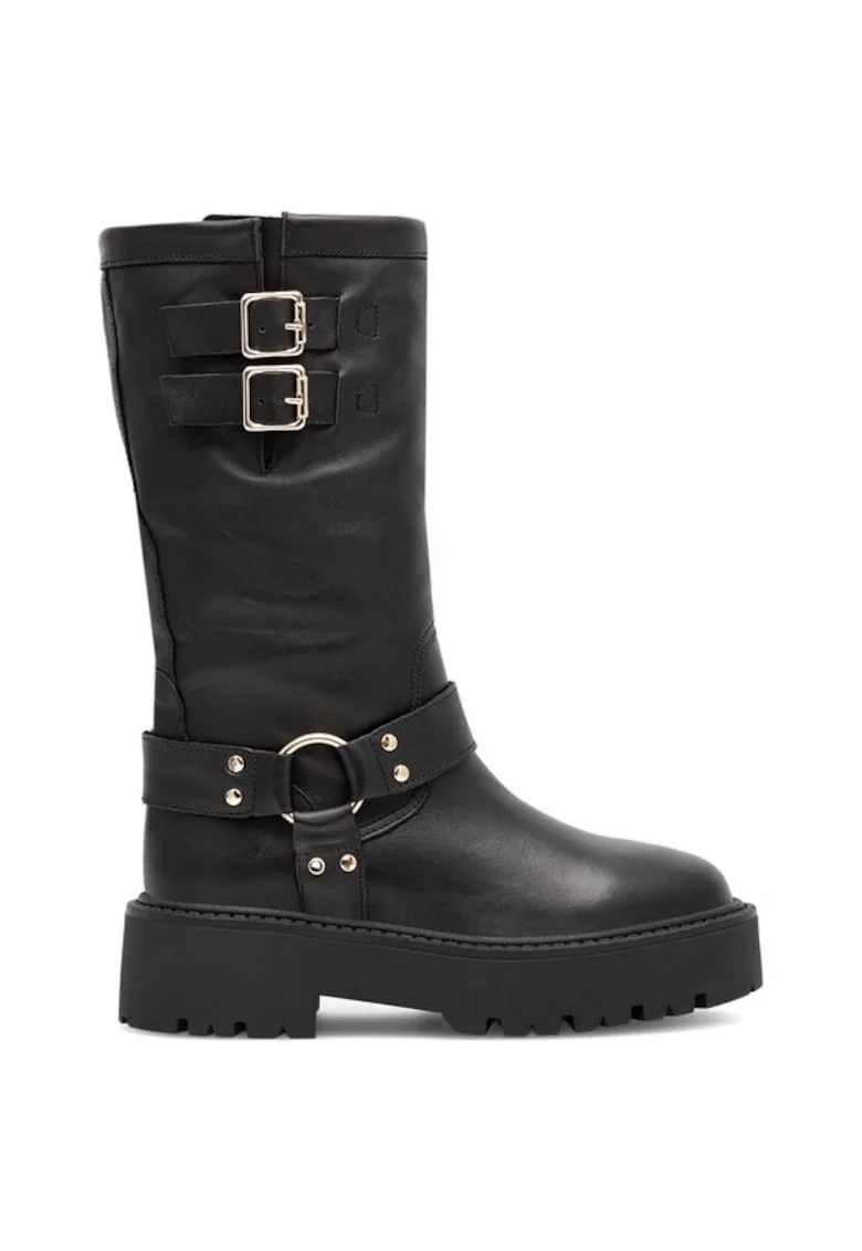 Cizme dama,  590559, Piele naturala, Negru,