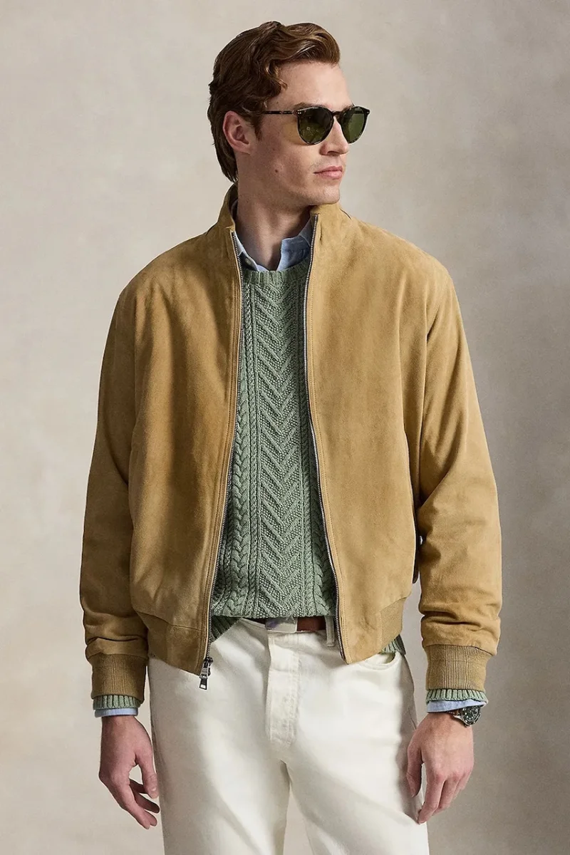 Polo Ralph Lauren geacă de tranziție pentru bărbați din piele întoarsă