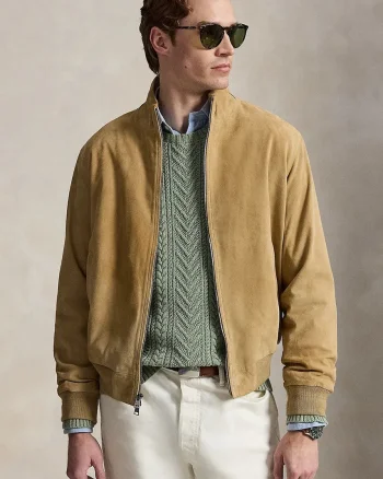 Polo Ralph Lauren geacă de tranziție pentru bărbați din piele întoarsă