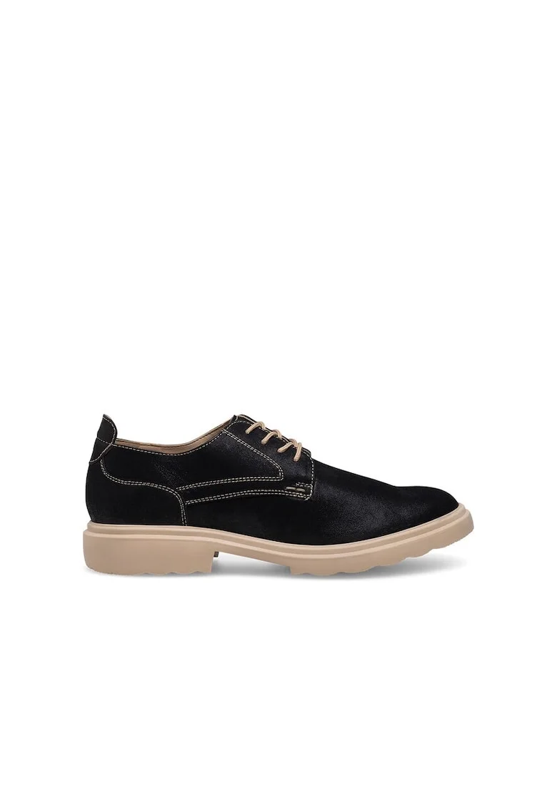 Pantofi Oxford dama,  590559, Piele naturala, Negru,