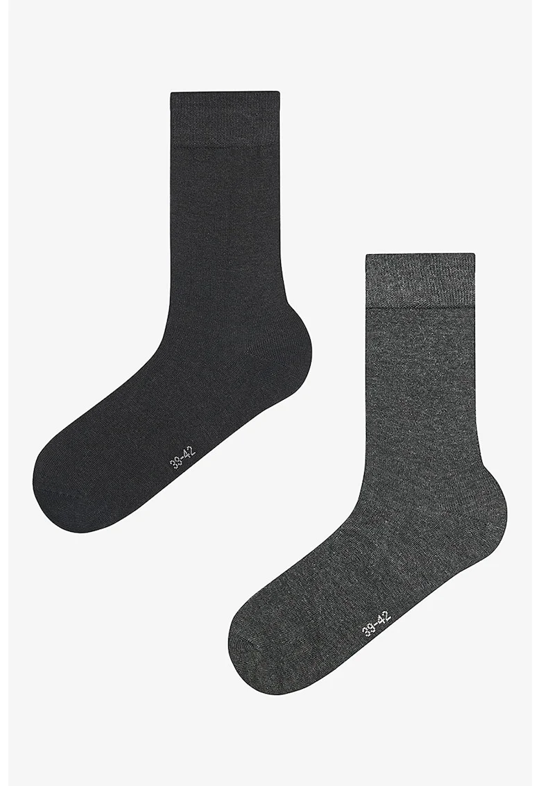 Set de sosete lungi - 2 Perechi, Negru stins/Gri melange
