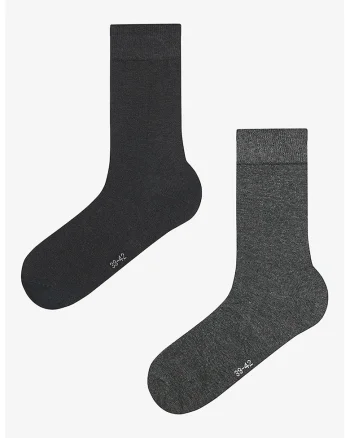 Set de sosete lungi - 2 Perechi, Negru stins/Gri melange