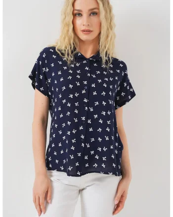 Camasa  BDART cu maneca scurta, albastru, material poplin