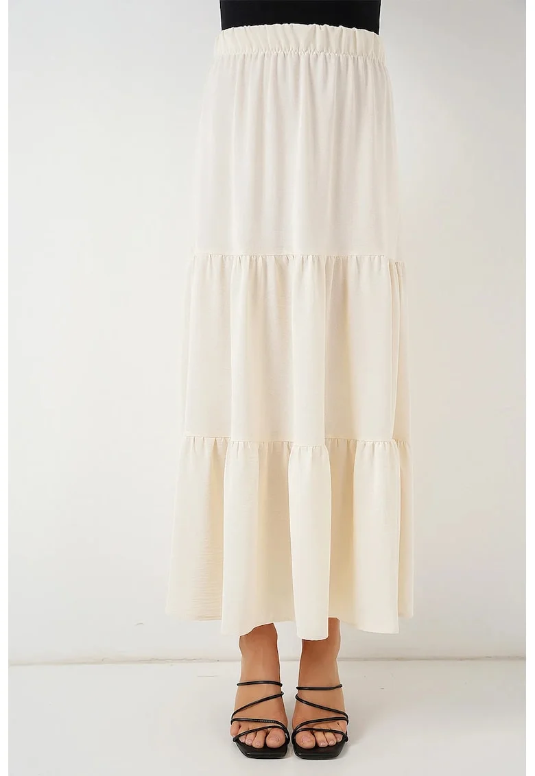 Fusta maxi texturata HiCCUP, bej, poliester/elastan, croiala standard