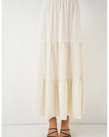 Fusta maxi texturata HiCCUP, bej, poliester/elastan, croiala standard