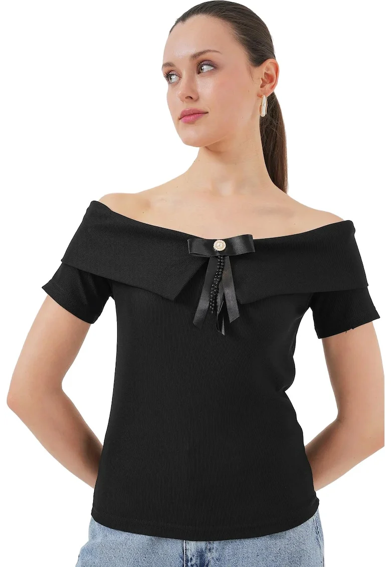 Tricou pentru dama,  Negru, Jerseu