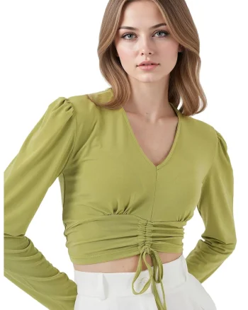 Bluza scurt dama, HiCCUP, Poliester/Elastan, Verde