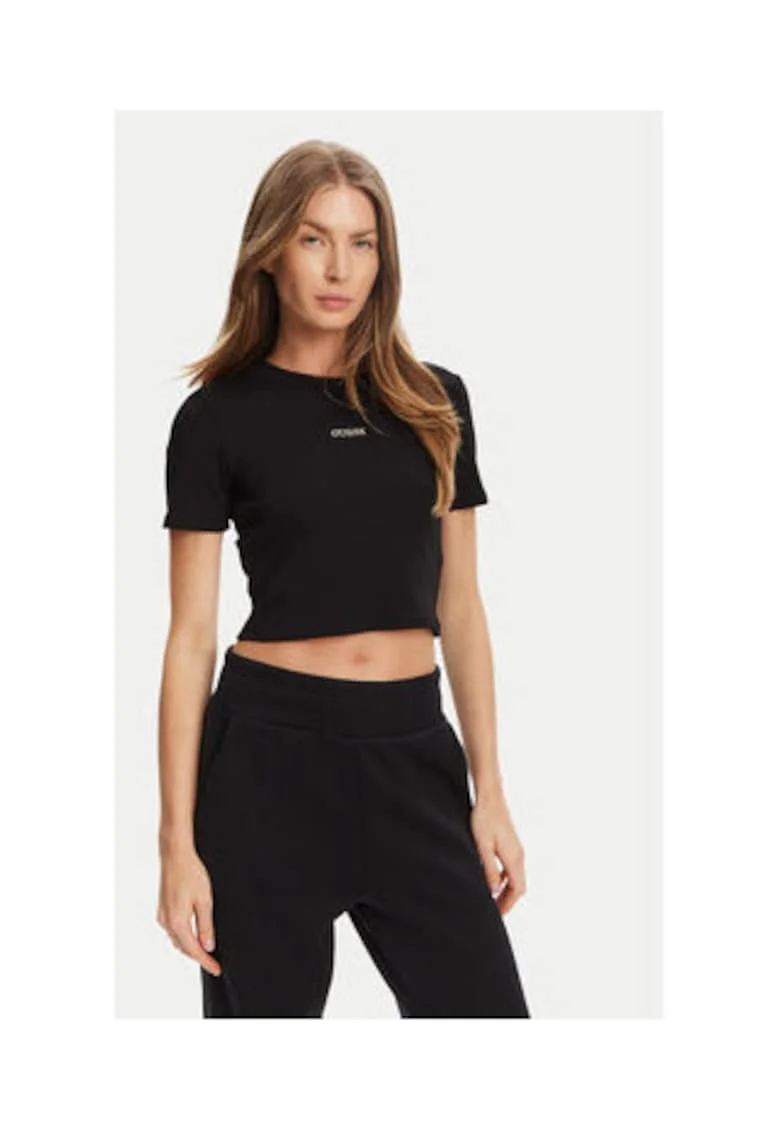Tricou scurt din amestec de viscoza cu logo brodat
