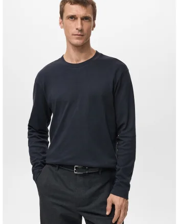 Bluza din bumbac cu decolteu la baza gatului