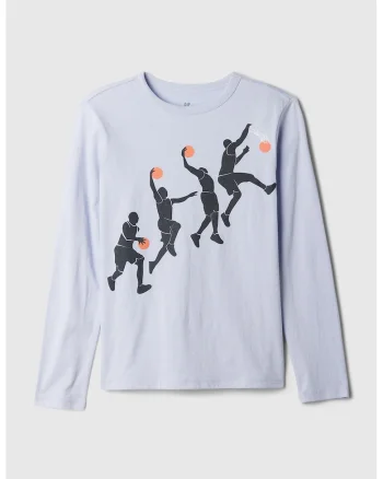 Bluza lejera de bumbac cu imprimeu, Albastru glaciar