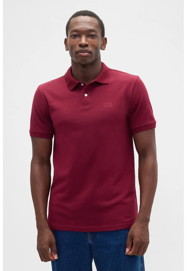 Tricou polo cu logo discret, Visiniu