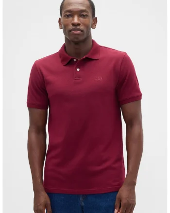 Tricou polo cu logo discret, Visiniu
