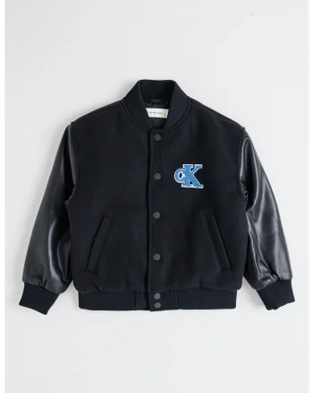 Jacheta bomber cu logo, Negru/Albastru