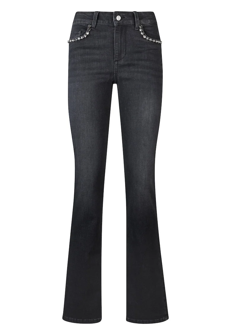 Blugi slim-fit cu strasuri, Negru/Albastru inchis