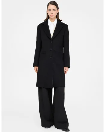Trenci regular-fit din amestec de lana, Negru