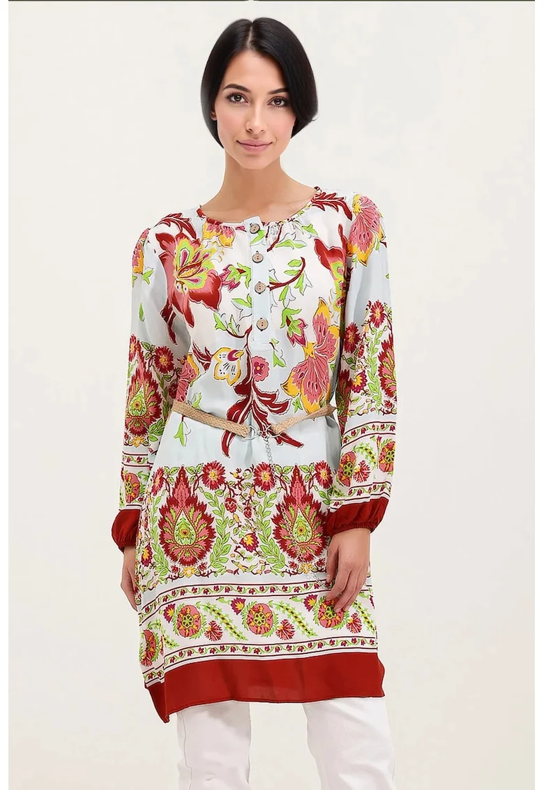 Rochie mini dama HiCCUP, imprimeu floral, Visiniu