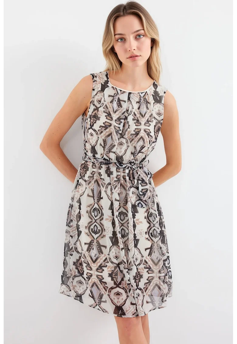 Rochie mini dama HiCCUP, decolteu rotund, poliester, Negru