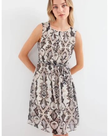 Rochie mini dama HiCCUP, decolteu rotund, poliester, Negru