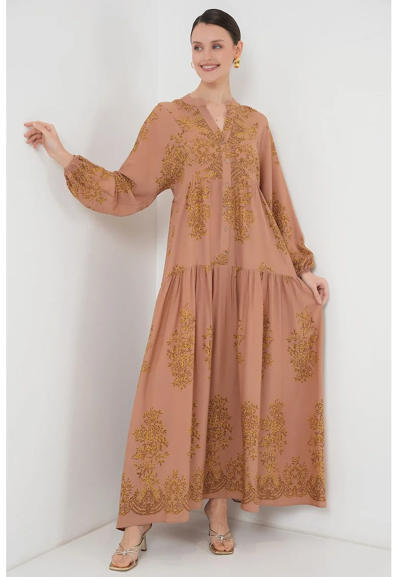 Rochie maxi dama HiCCUP cu imprimeu, Galben