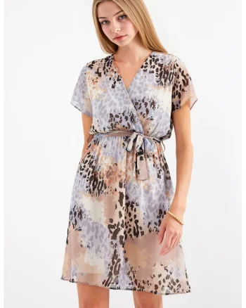 Rochie mini dama HiCCUP cu imprimeu floral, Gri