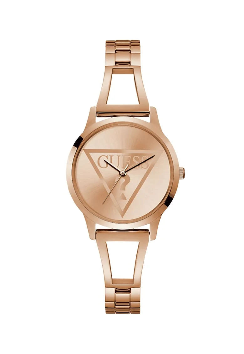 Ceas rotund cu bratara metalica, Auriu rose