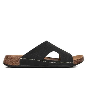 Papuci  negru, piele ecologica