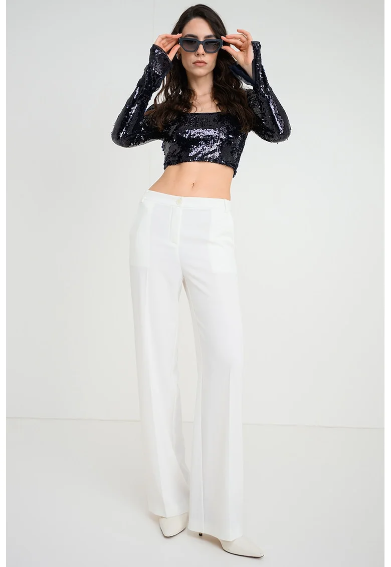 Bluza crop cu paiete, Negru