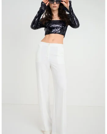 Bluza crop cu paiete, Negru